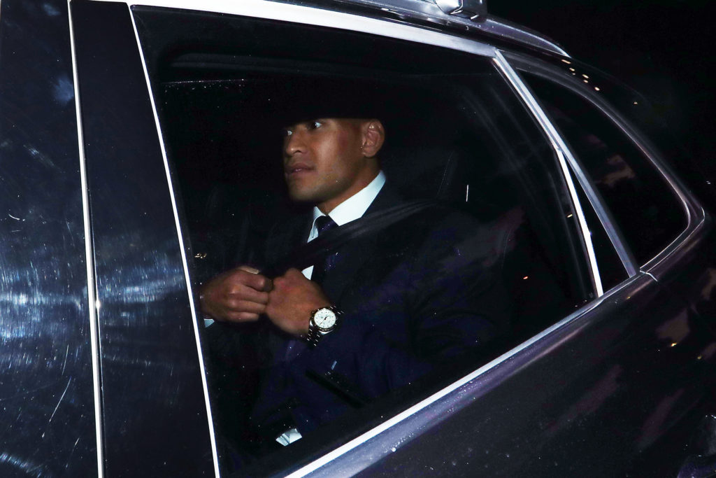 Israel Folau departs after Rugby Australia's code of conduct hearing. (Matt King/Getty Images)