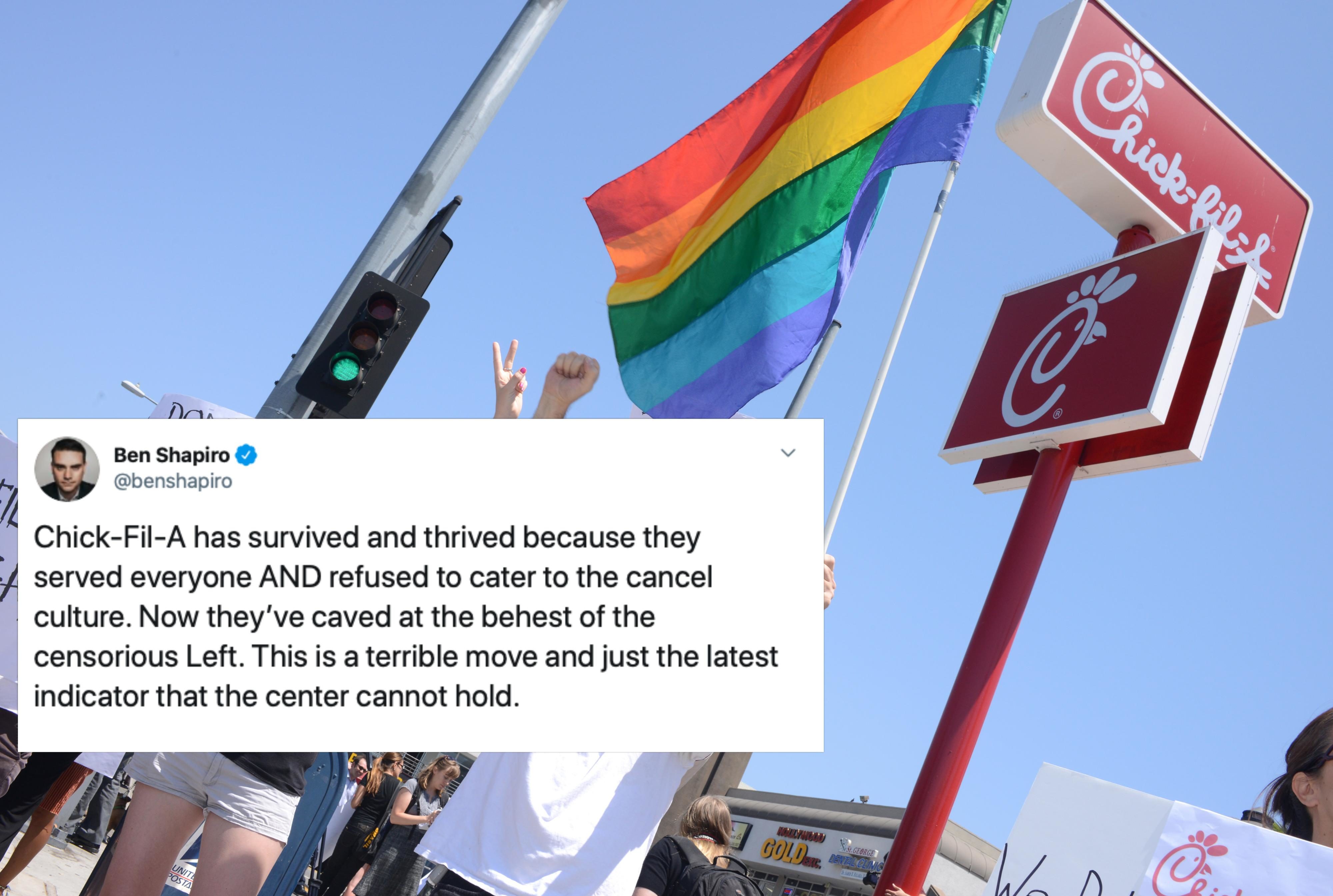 Conservative pundit Ben Shapiro is outraged that Chick-fil-A is no longer donating to anti-LGBT charities. (Araya Diaz/WireImage)