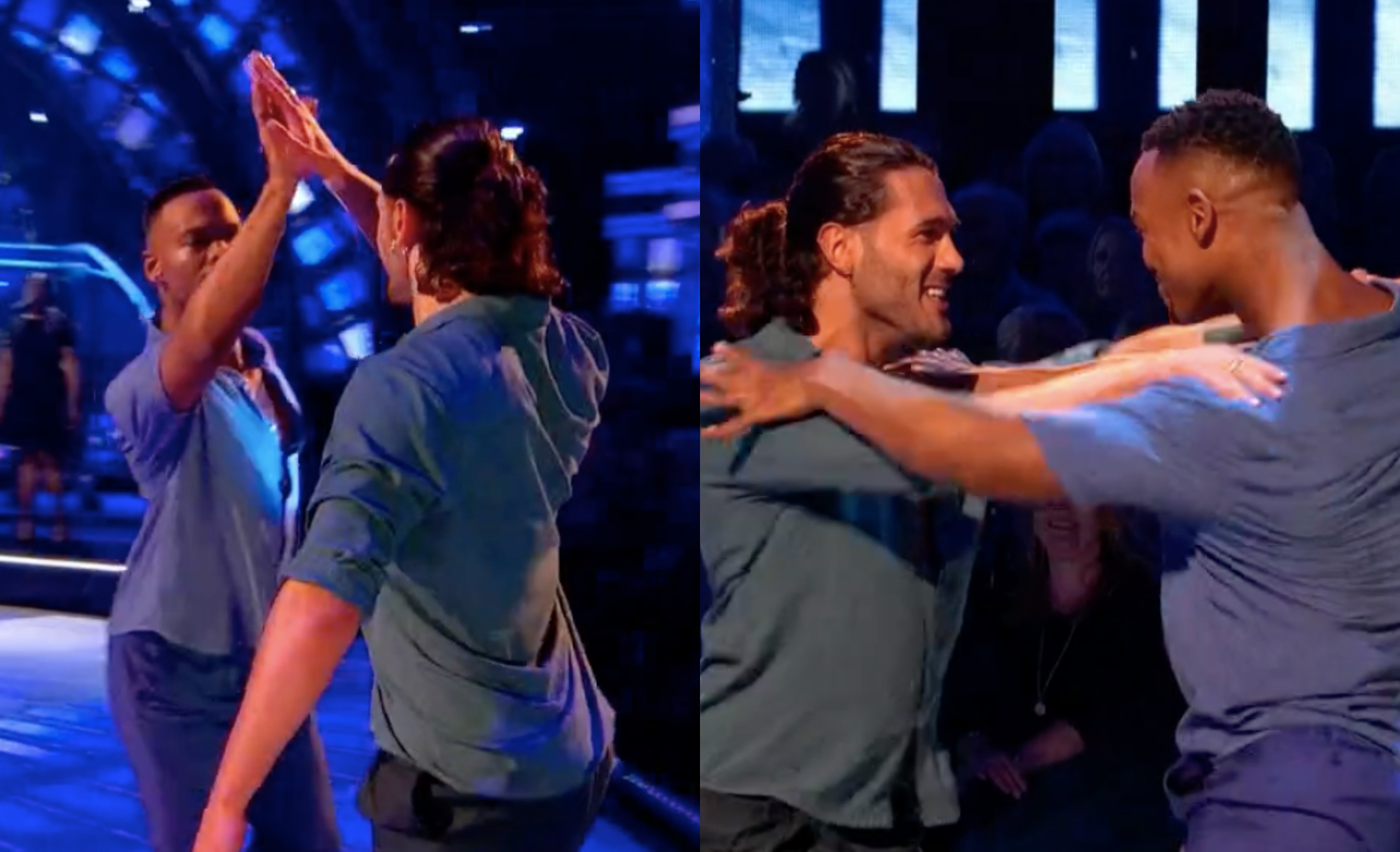 Johannes Radebe (L) and Graziano di Prim became the first same-sex duo to dance on Strictly Come Dancing. (Screenshot via Twitter)