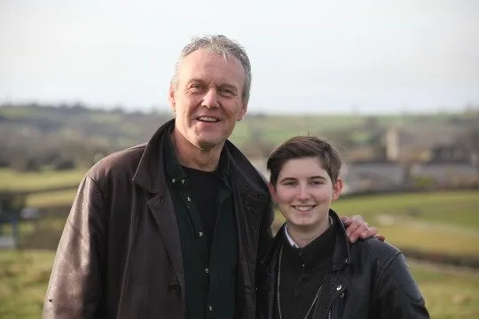 Anthony Stewart-Head with a young trans fan, Jay Hulme