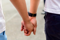 Two men walking hand in hand at the 2019 LGBT Pride Parade in Taipei. (Alberto Buzzola/LightRocket via Getty Images)