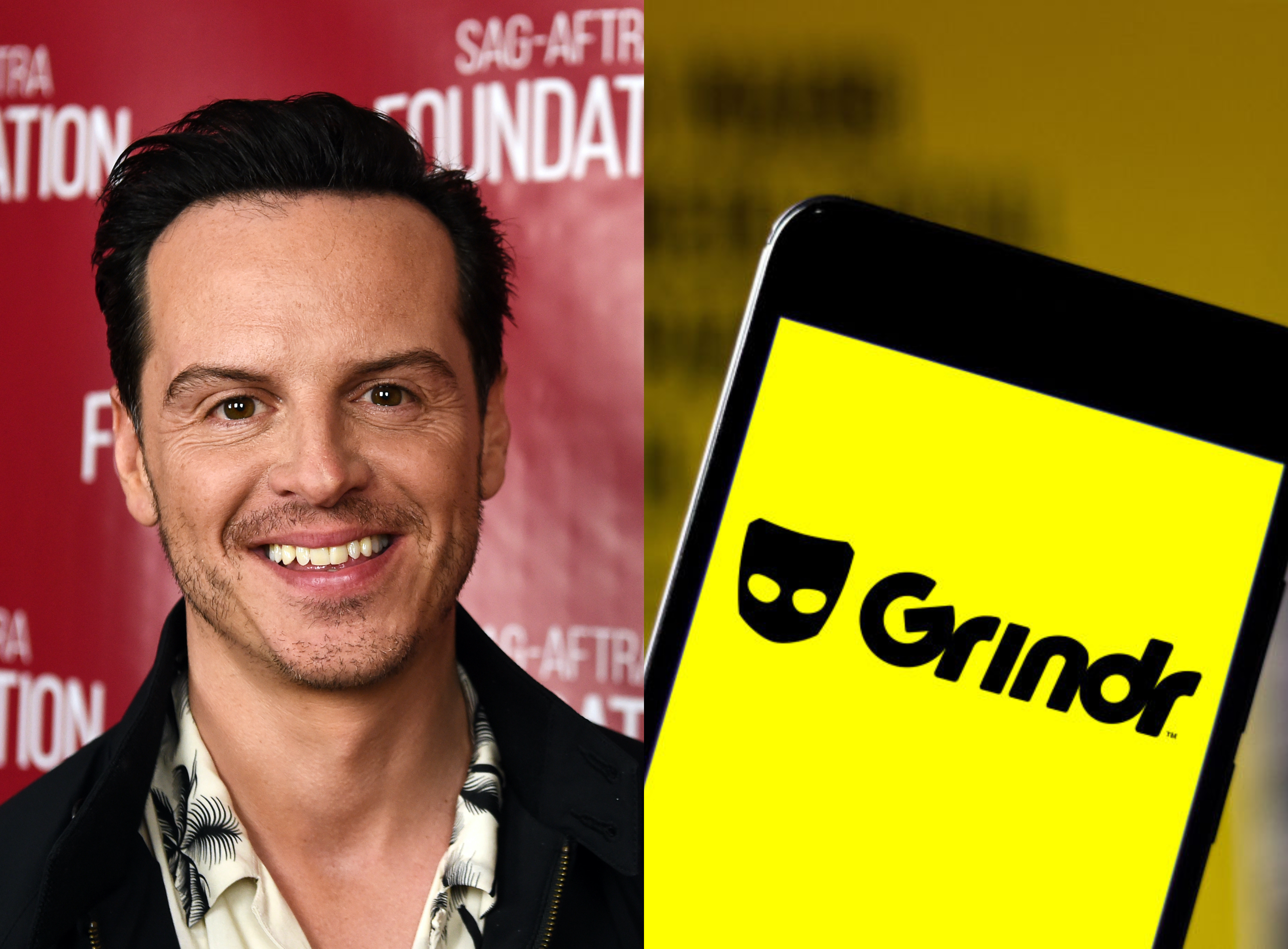 Actor Andrew Scott made headlines... for being a gay man who used gay dating app Grindr to snag a date with another gay man. (Amanda Edwards/Getty Images/Rafael Henrique/SOPA Images/LightRocket via Getty)