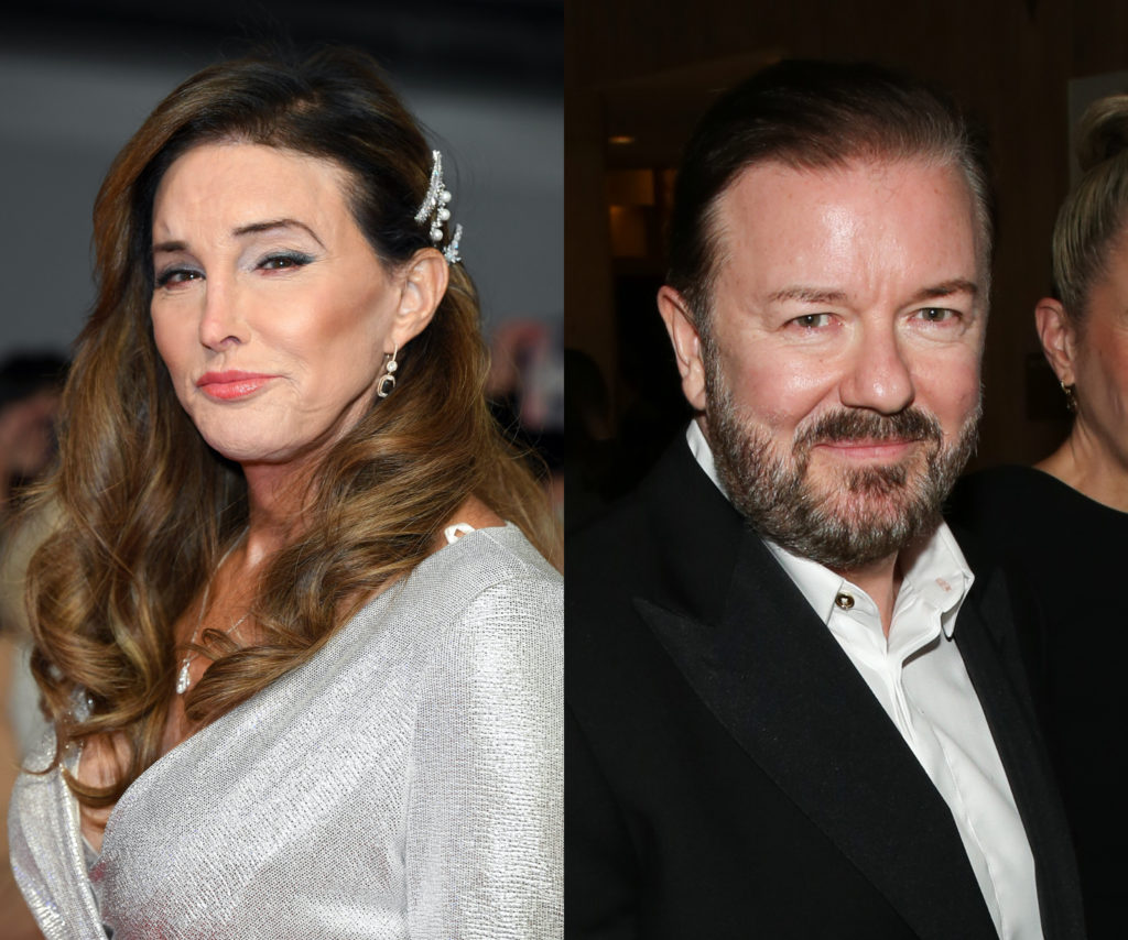 Caitlyn Jenner (L) allegedly snubbed Ricky Gervais at the National Television Awards. (Karwai Tang/WireImage/Paul Archuleta/GC Images)
