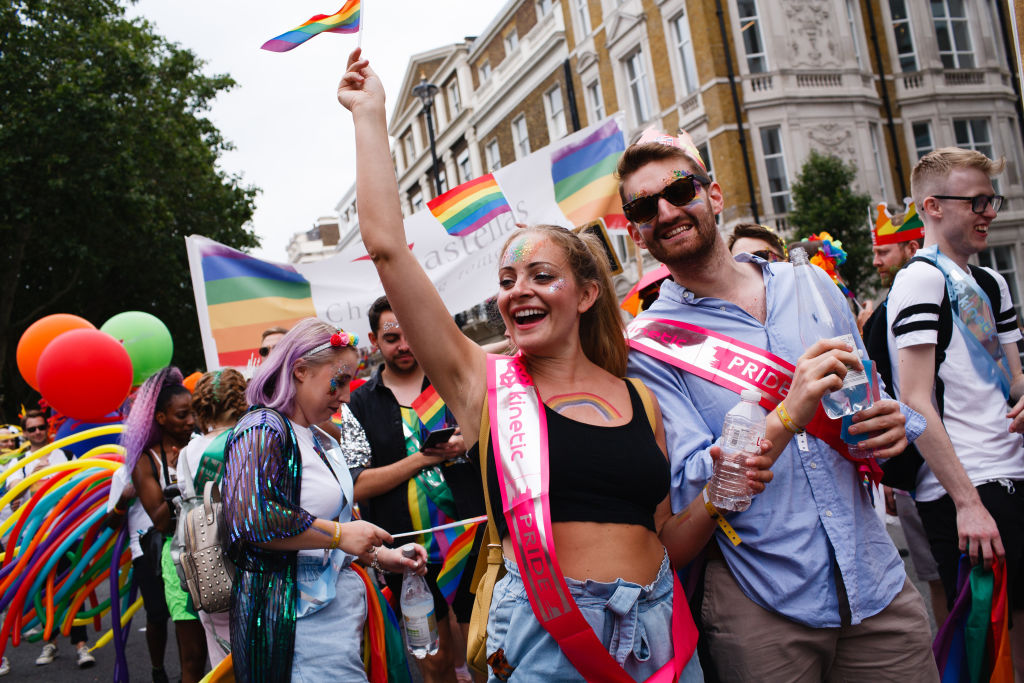 Participants celebrate during the 2019 Pride in London parade.