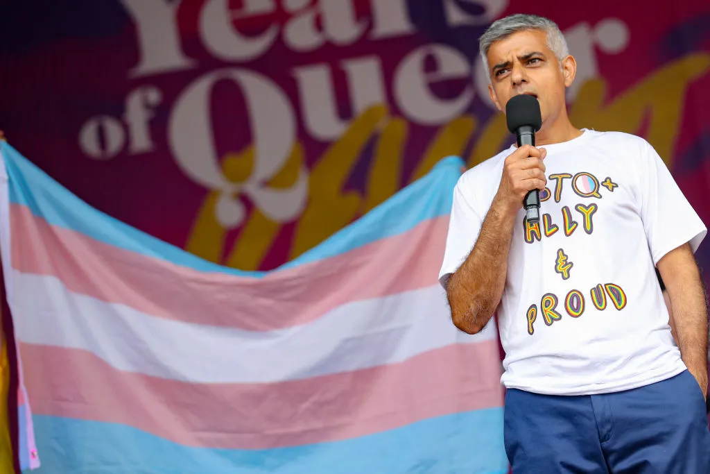 Mayor of London Sadiq Khan on stage during Pride in London 2019 
