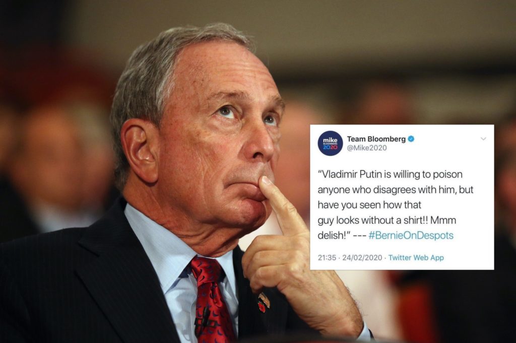 Michael Bloomberg is in hot water over his campaign team's parody tweet tactic deemed "homophobic" by some Twitter users. (Oli Scarff/Getty Images)