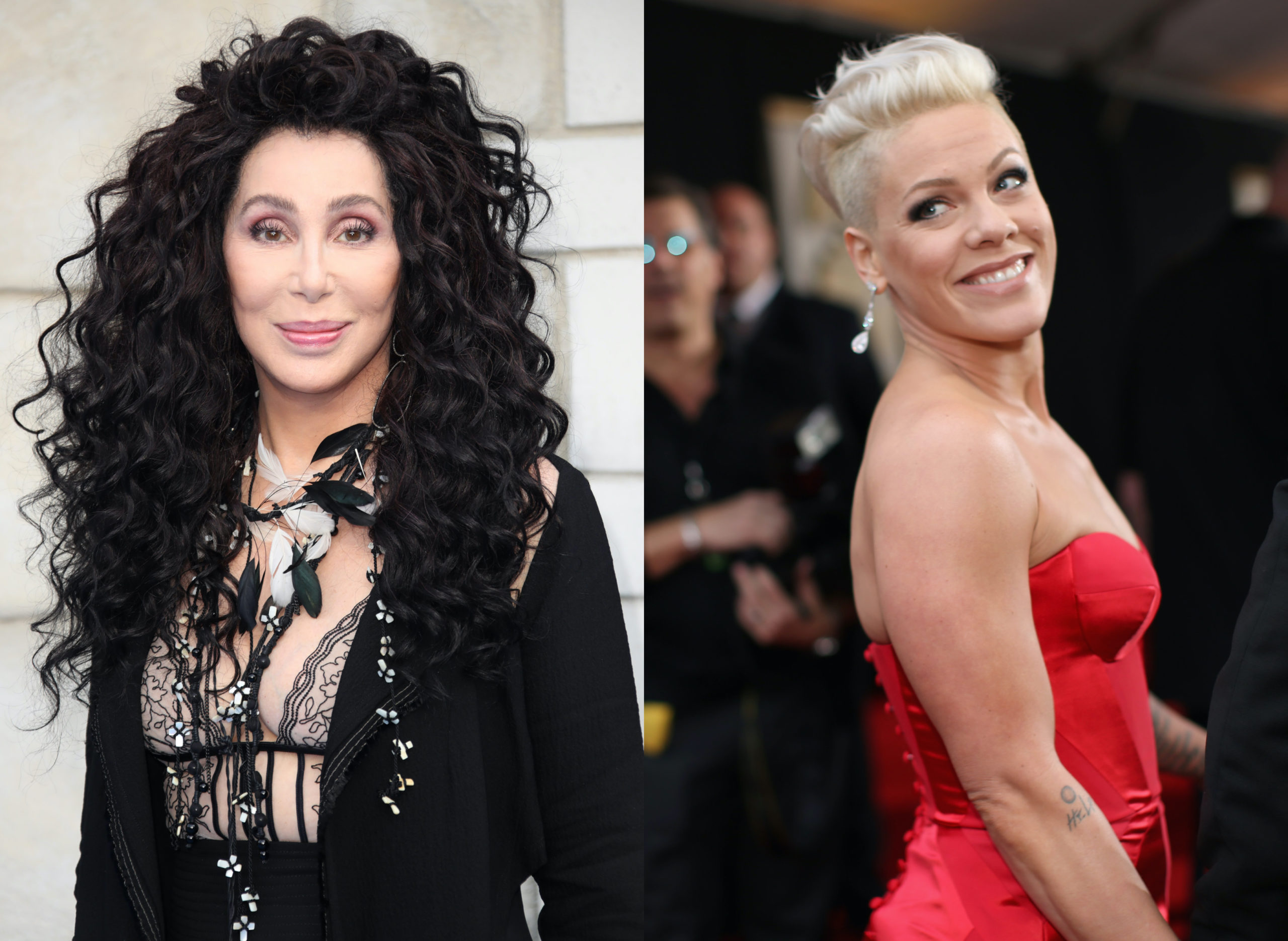Cher (L) has demanded that singer Pink step up and sing a Trump-version of 'Dear Mr President'. (Mike Marsland/Mike Marsland/WireImage/Christopher Polk/Getty Images for NARAS)