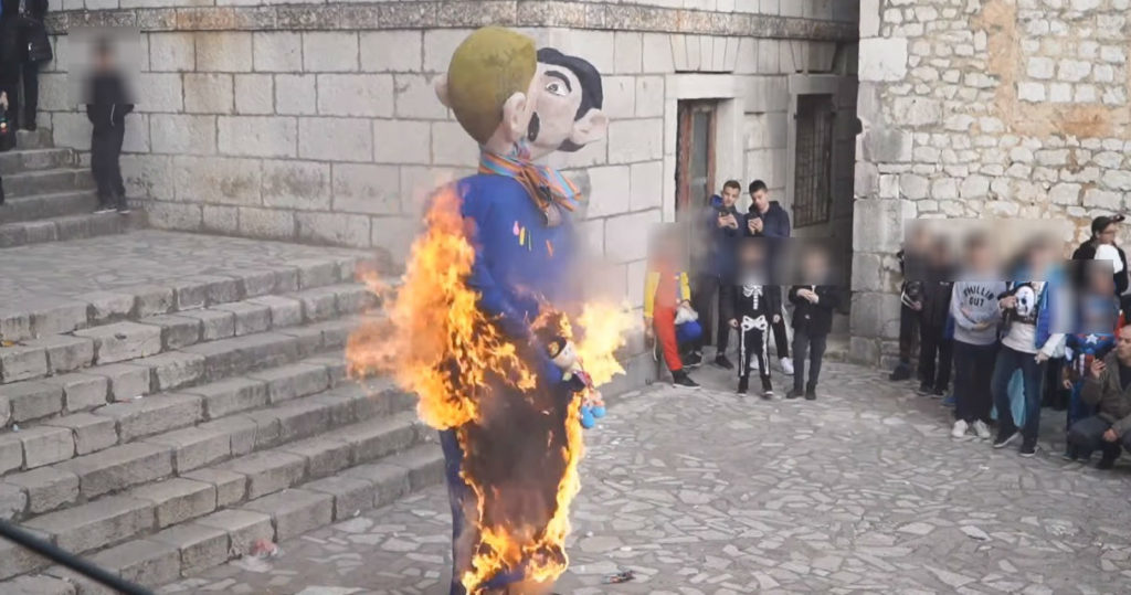 The effigy was burned town of Imotski, Croatia