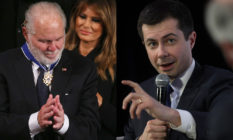Rush Limbaugh being given the medal of freedom by Melania Trump / Pete Buttigieg