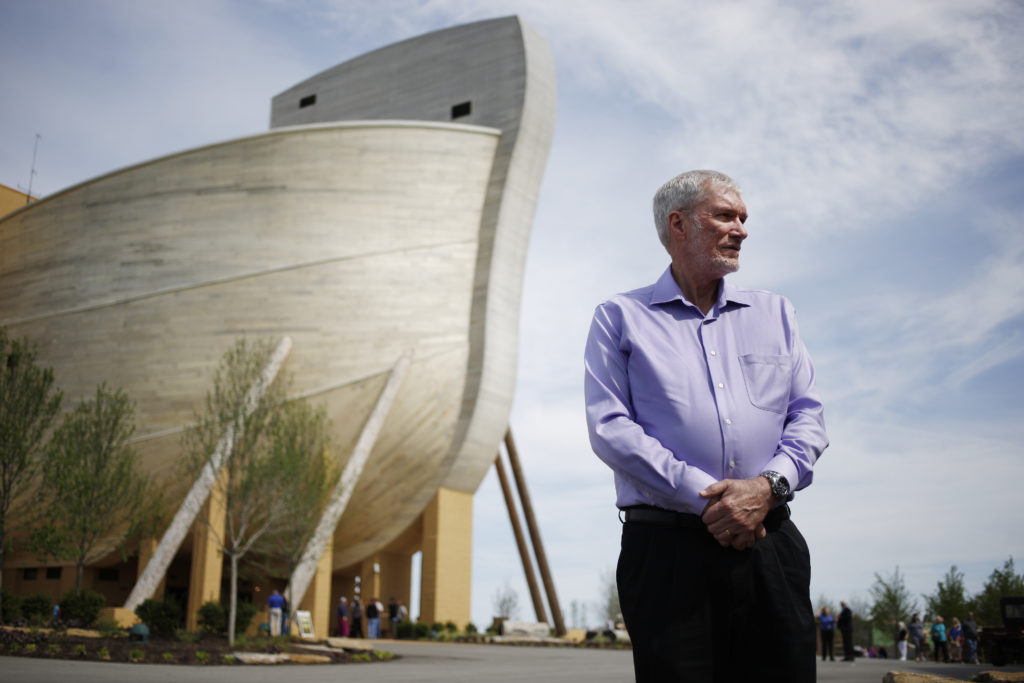 Fundamentalist Ken Ham is suing his insurance company after his life-size Noah’s Ark museum was hit by too much rain.