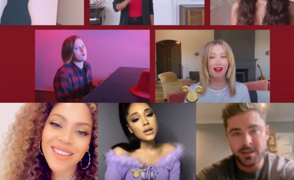 The cast of High School Musical reunited for Disney Family Singalong. (Screen captures via Twitter/ABC)