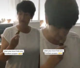 A mother nearly too pure for this world stumbled onto her son's bottle of poppers and mistook them for "smelling salts". (Screen captures via TikTok)