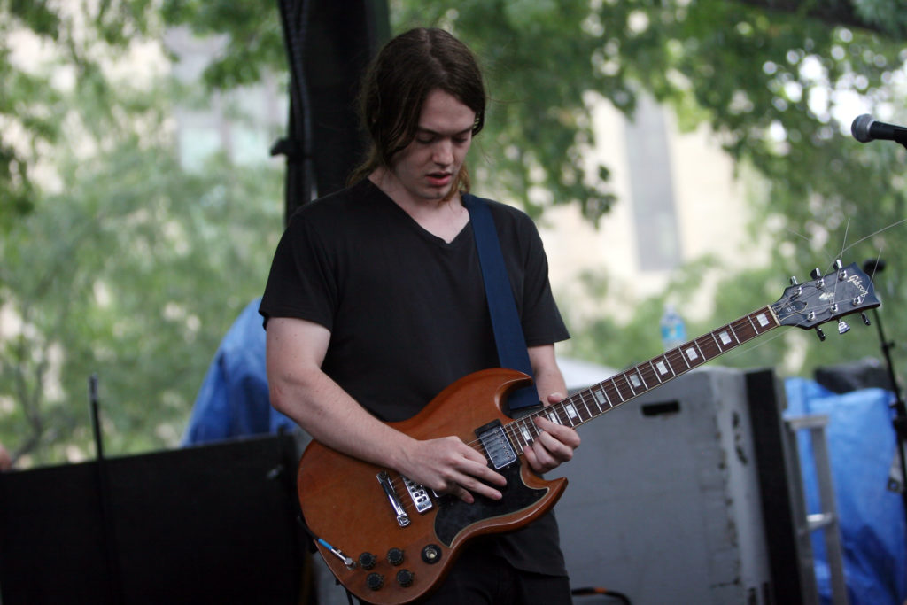 Hunter Hunt-Hendrix and Tyler Dusenbury of Liturgy perform onstage during the 2012 Pitchfork Music Festival in Union Park. (Roger Kisby/Getty Images)