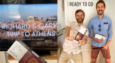 After months of sheltering in their homes, Gary Whiting (L) took Richard Earley (R) on "holiday" to Athens, Greece. (Instagram)