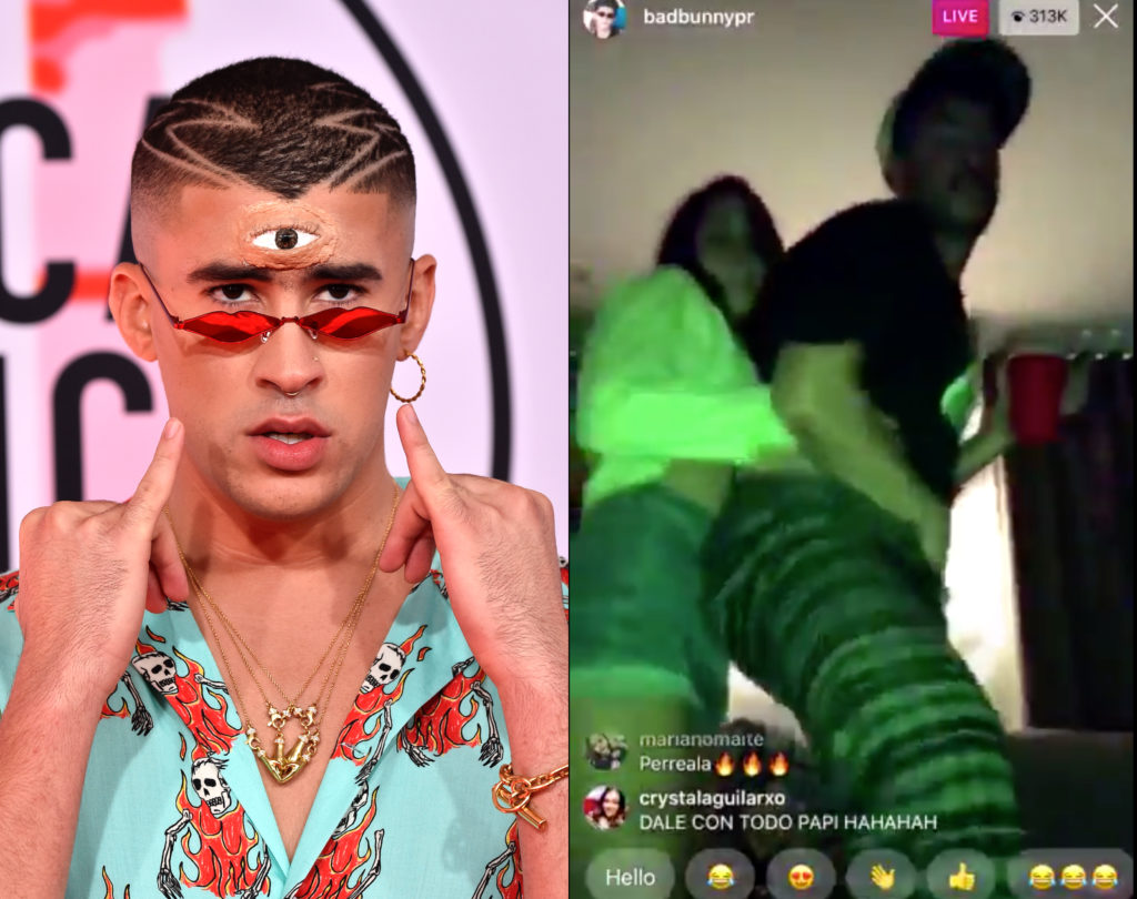Bad Bunny blessed us our timeline with a video of him hypnotically dancing with his girlfriend Gabriela Berlingeri. (Frazer Harrison/Getty Images/Screen capture via Instagram)