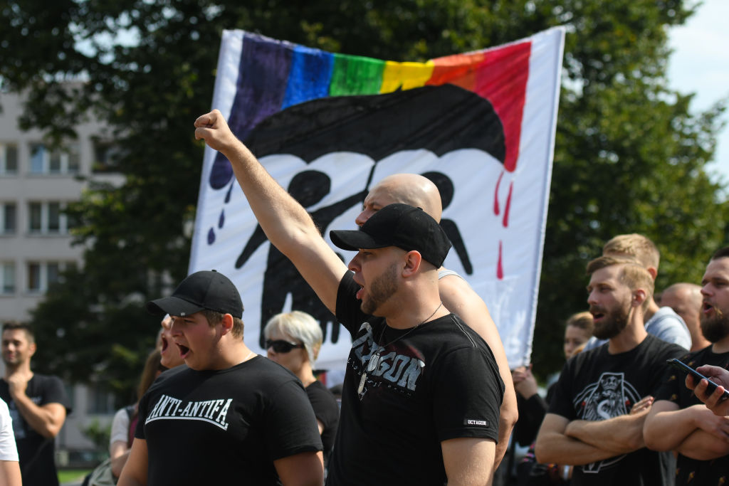 Anti LGBT protesters seen during an anti-LGBT protest