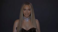 Beyoncé wearing a diamond choker and black bustier at the BET Awards 2020