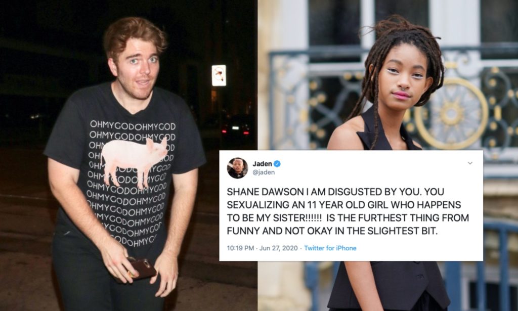 Shane Dawson was denounced by Jaden Smith for a crude video of the YouTuber pretending to masturbate over Willow Smith. (gotpap/Bauer-Griffin/GC Images/Edward Berthelot/Getty Images for Christian Dior)