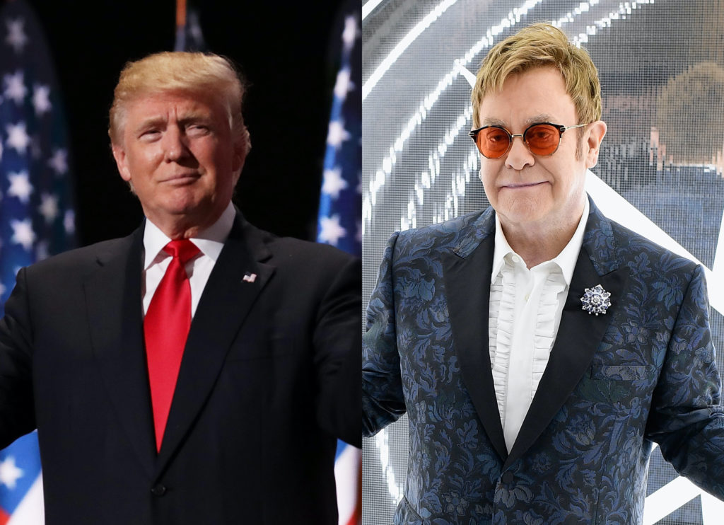 Donald Trump, seemingly out-trumping himself, sought to send the supreme leader of North Korea a copy of Elton John's music. (Chip Somodevilla/Dimitrios Kambouris/Getty Images for EJAF)