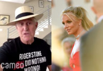 Roger Stone (L) has come out in support of the 'Free Britney Spears' movement. Yes, really. (Screen capture via Cameo/Getty/Valerie Macon)