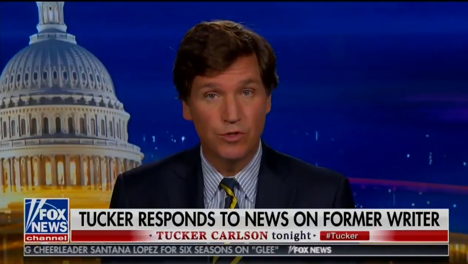 Fox News host Tucker Carlson described Blake Neff - his head writer and a long-time associate who also helped research his book - as simply a "former writer on this show."