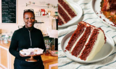 April Anderson was stunned to see a customer had requested a homophobic message on a red velvet cake.(Facebook/Stock photograph via Elements Envato)