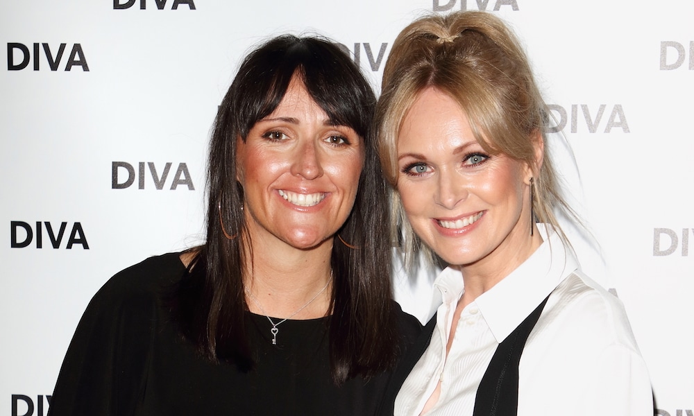 Lesbian Emmerdale star Michelle Hardwick (right) with her wife Kate Brooks at the DIVA Magazine Awards at the The Waldorf Hilton, Aldwych, London