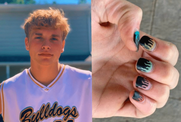 Nail polish: 17-year-old Trevor Wilkinson is challenging his school's 'homophobic' policy on nail polish