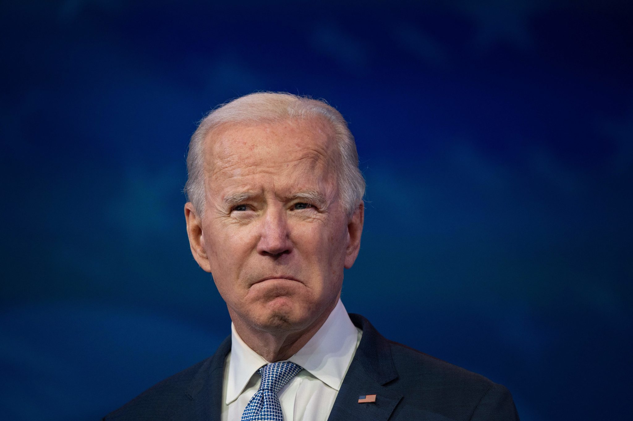 US President-elect Joe Biden in a black suit and blue tie