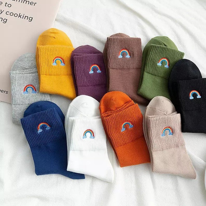 The rainbow socks come in different colours