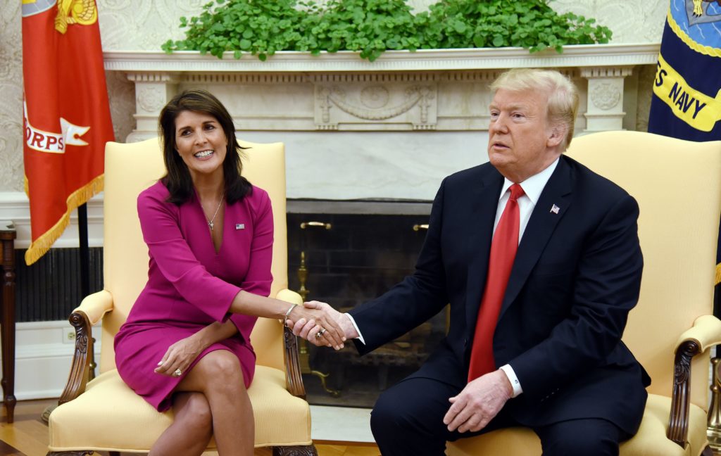 Donald Trump and Nikki Haley, former United States Ambassador to the United Nations