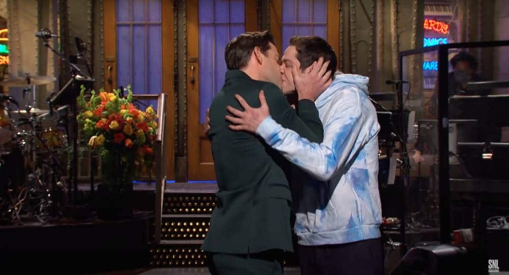 John Krasinski and Pete Davidson kiss on SNL and fans are divided
