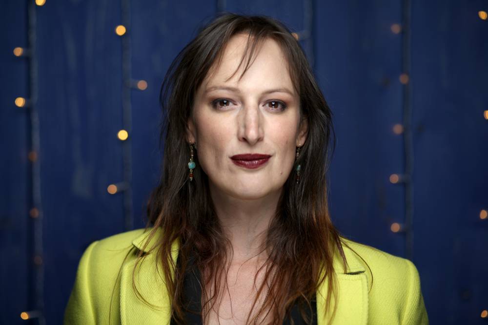 Trans actor Jen Richards in front of a blue background at the 2020 Sundance Film Festival