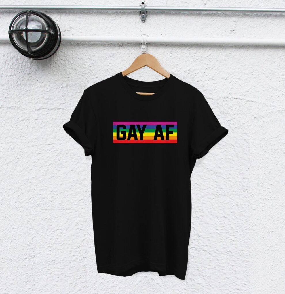 The "Gay AF" rainbow t-shirt. (mateeshop)