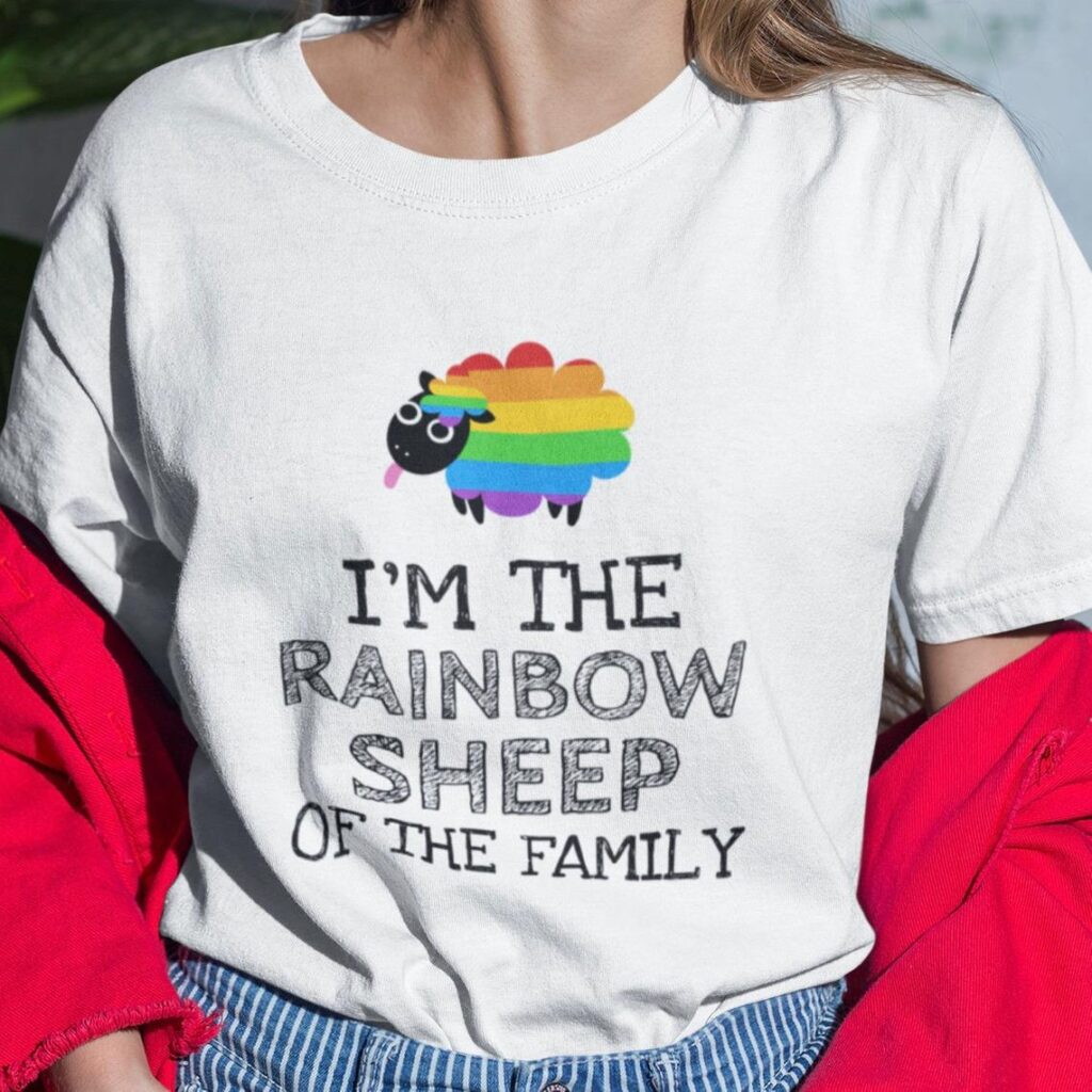 The rainbow sheep t-shirt. (youriconicdesign)