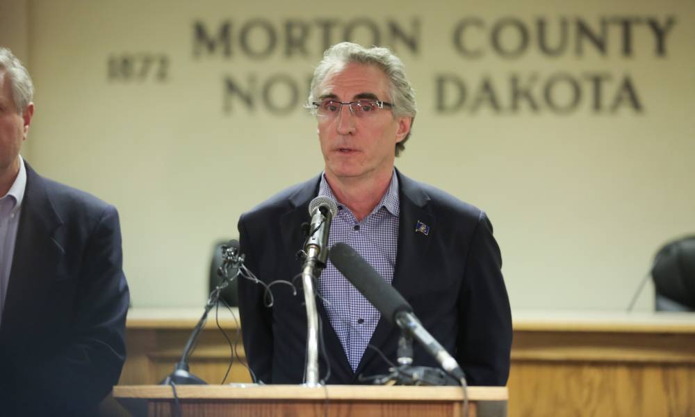 North Dakota governor Doug Burgum at a press conference February 2017 