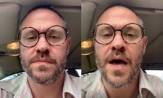 Will Young, with glasses, talks to the camera in his car