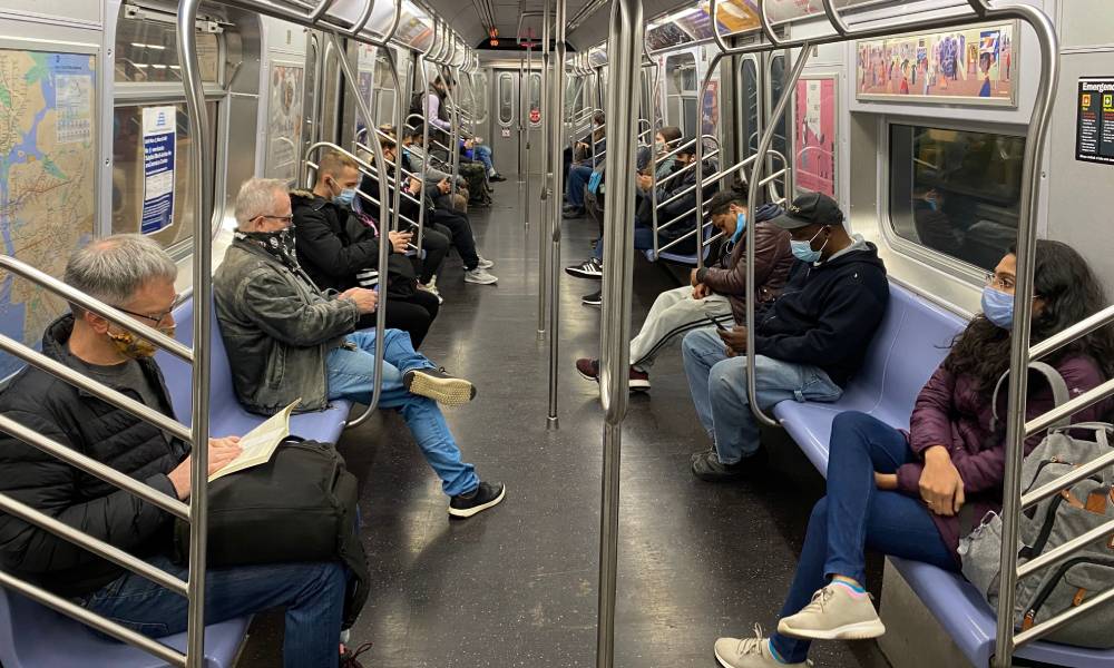 Commuters New York City Subway 