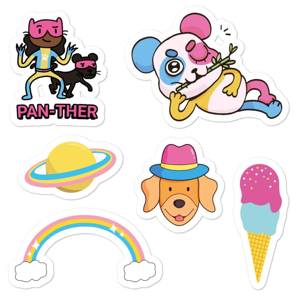 A sticker set featuring the colours of the pansexual flag. (PinkNews)