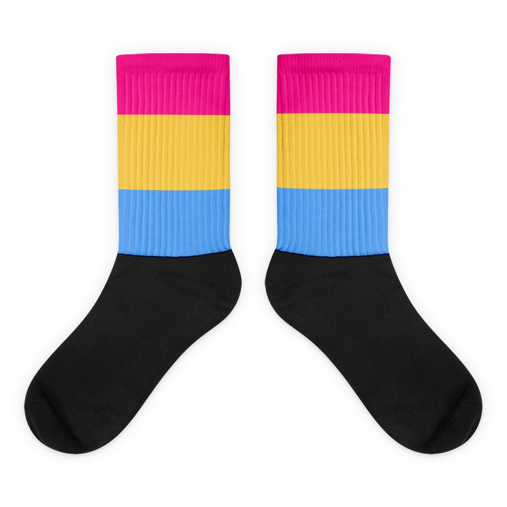 A pair of pansexual flag socks.