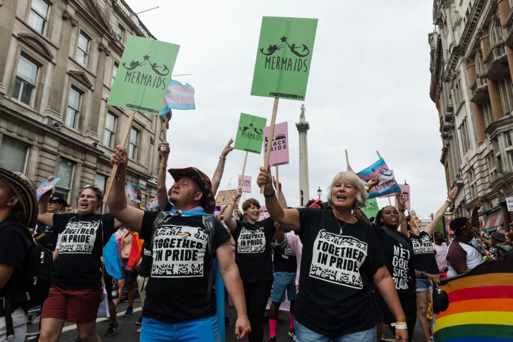 Mermaids marches at Pride in London