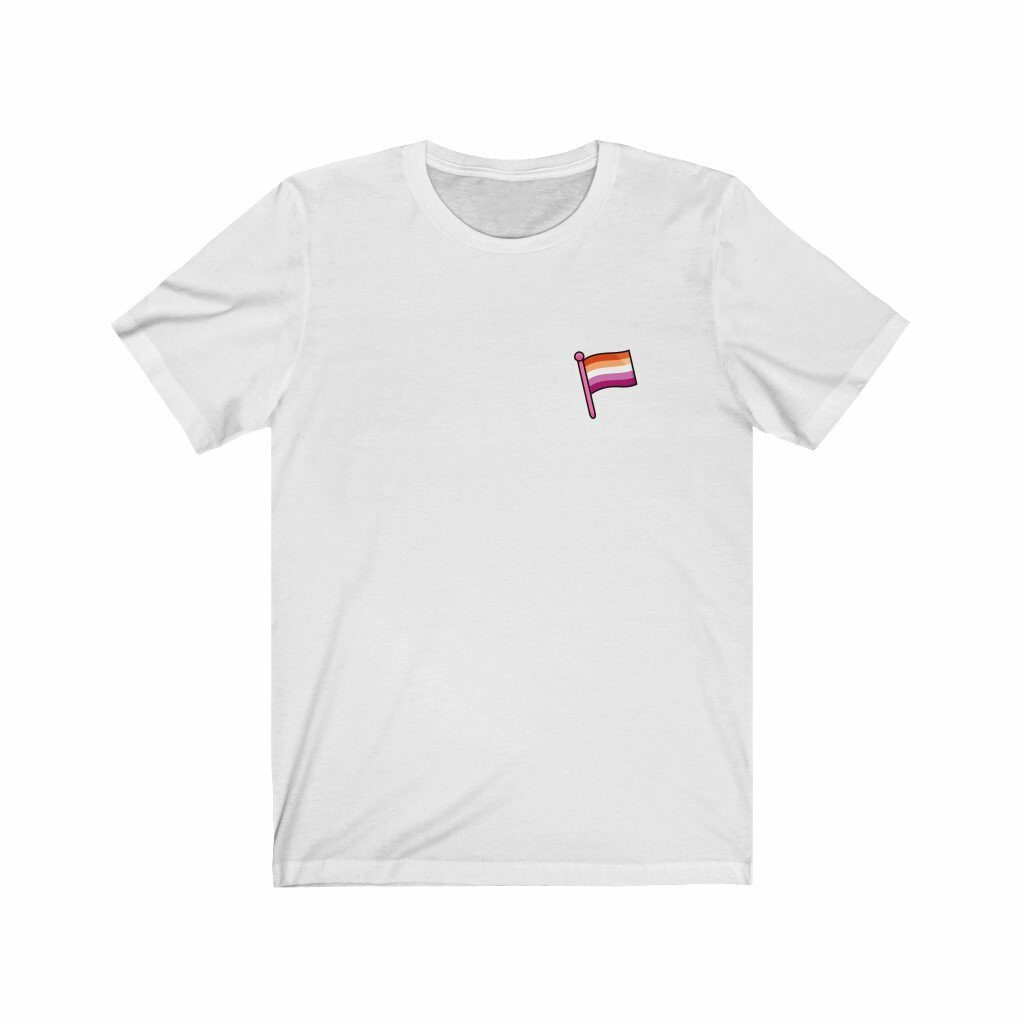 A t-shirt featuring the lesbian Pride flag