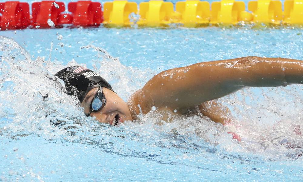 Team USA's Erica Sullivan swimming at the 2020 Olympics