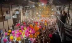The dancefloor of Heaven with balloons falling onto revellers