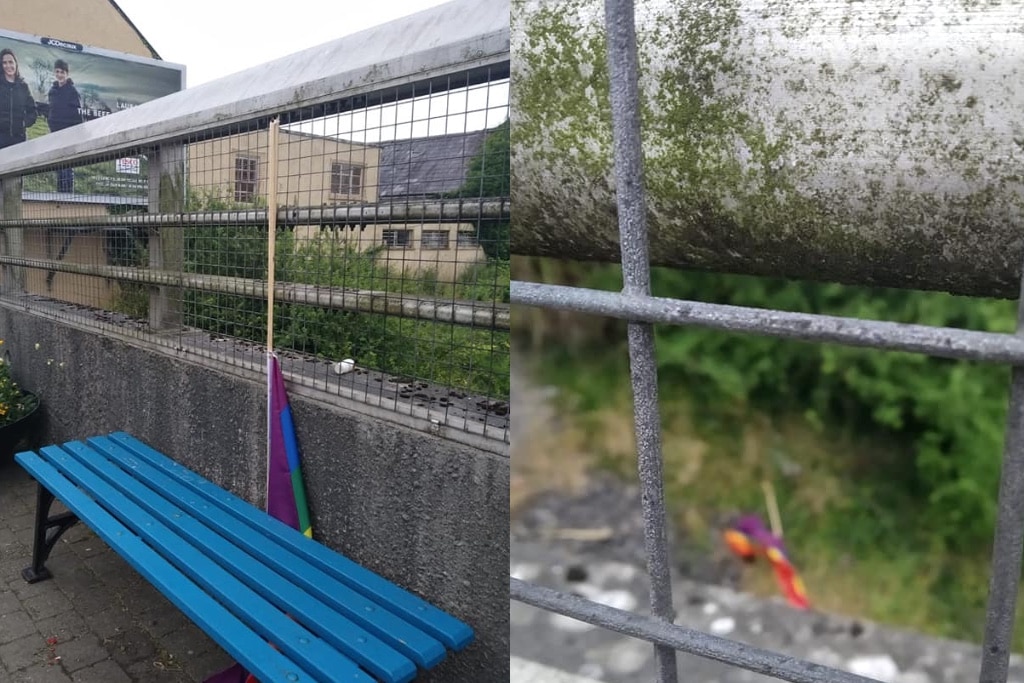 Pride flags were destroyed by vandals in Claremorris, Mayo in Ireland