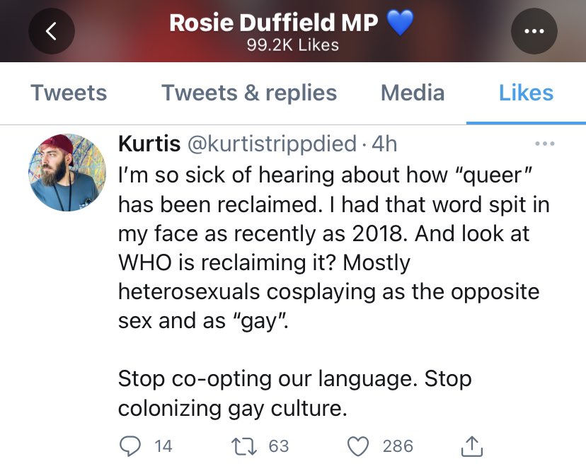 Rosie Duffield liked this tweet on 25 July.