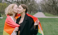 Same sex couples LGBT flag marriage