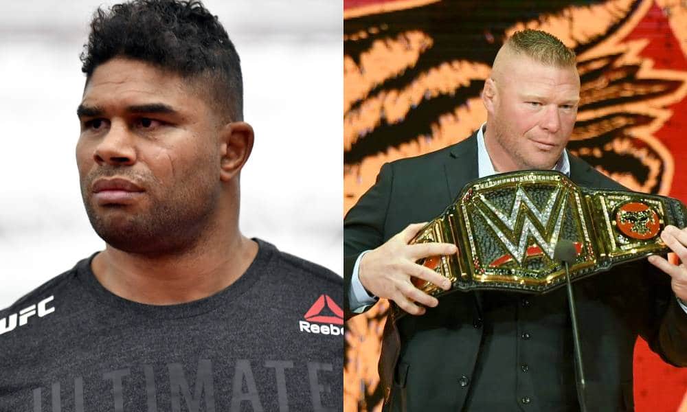 A side by side image of Dutch fighter Alistair Overeem and WWE star Brock Lesnar. Overeem used homophobic language in a recent interview with The MMA Hour and also spoke about Lesnar