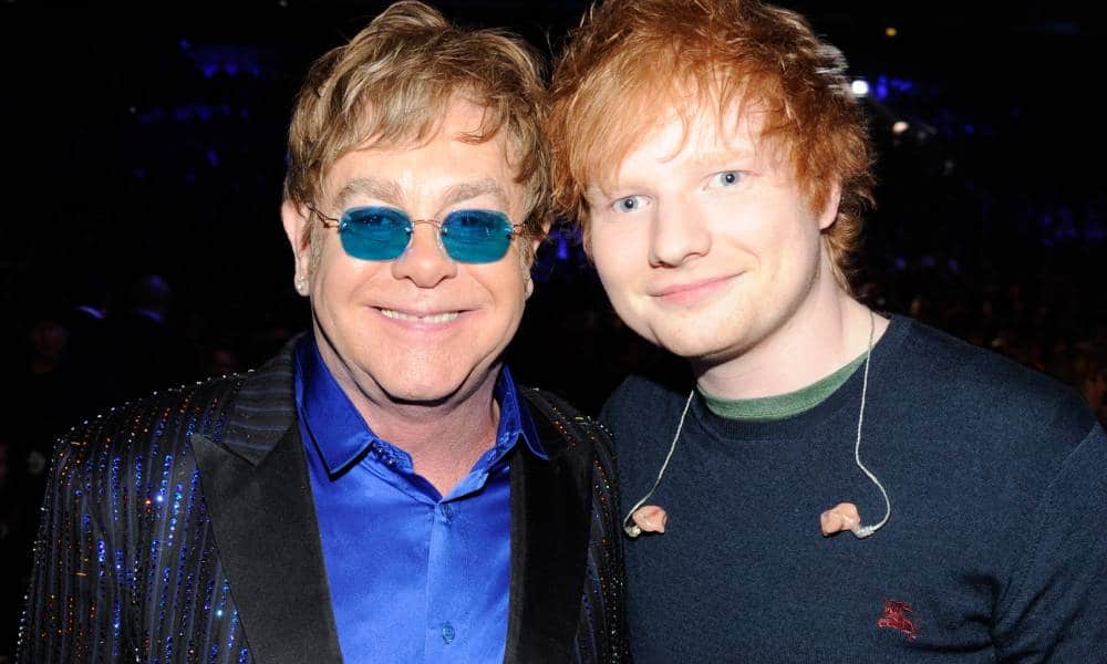 A picture of Elton John and Ed Sheeran attend the 55th Annual GRAMMY Awards