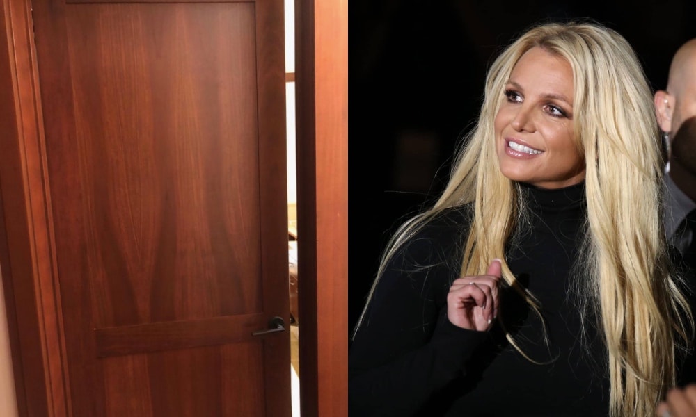 Britney Spears and a bathroom door slightly ajar